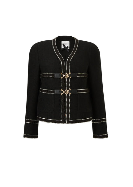 Contrast Stitch Textured Jacket w/ Lock Detail