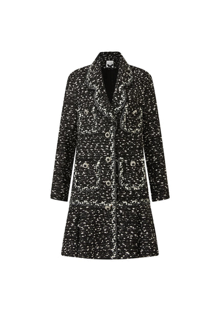 Black & White Natté Trimmed Dress w/ Jewel Buttons
