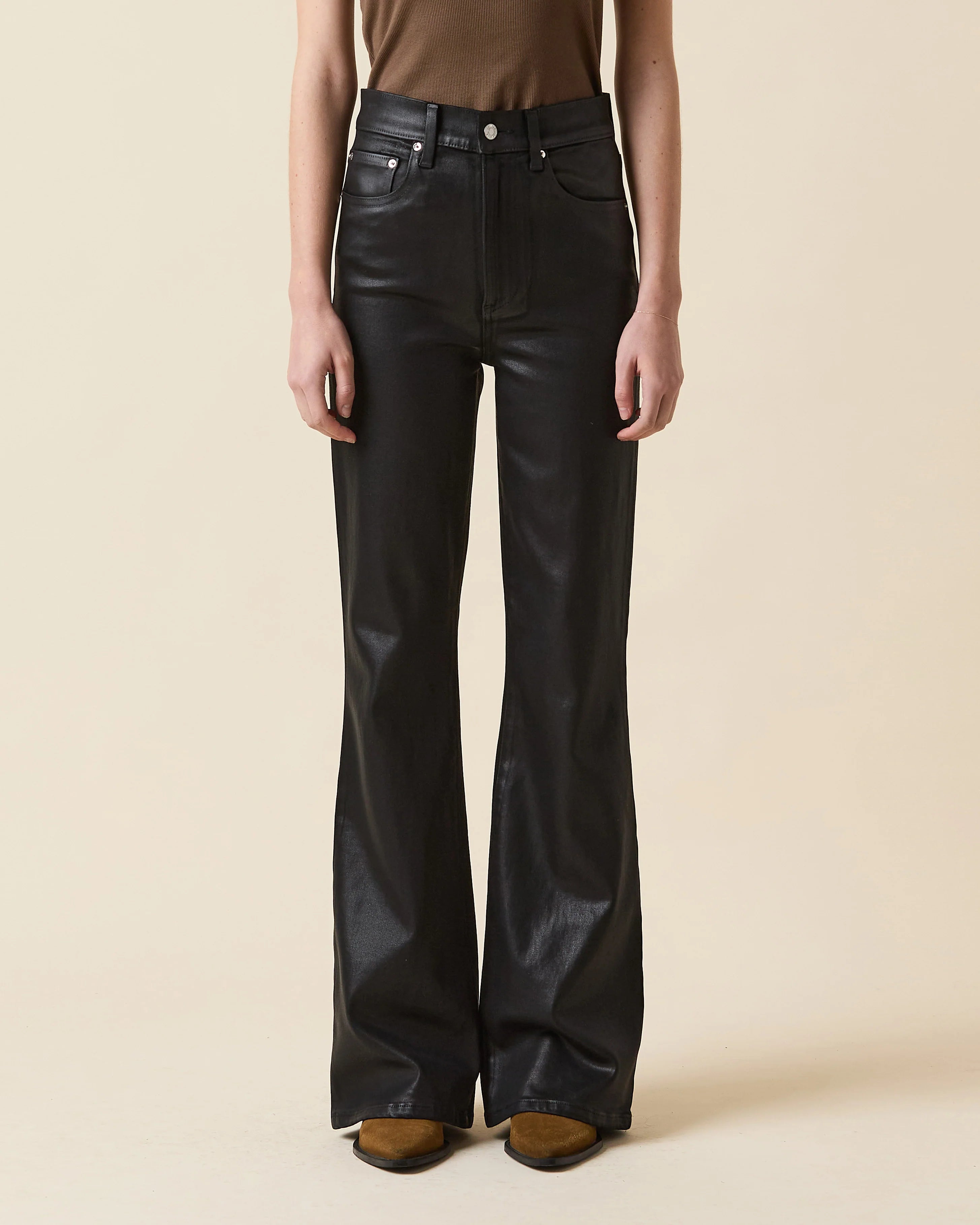 Gigi Skinny Flare Denim- Black Coated – Edit by Elaine Turner