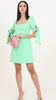 Green Mini Dress with Bow Sleeves