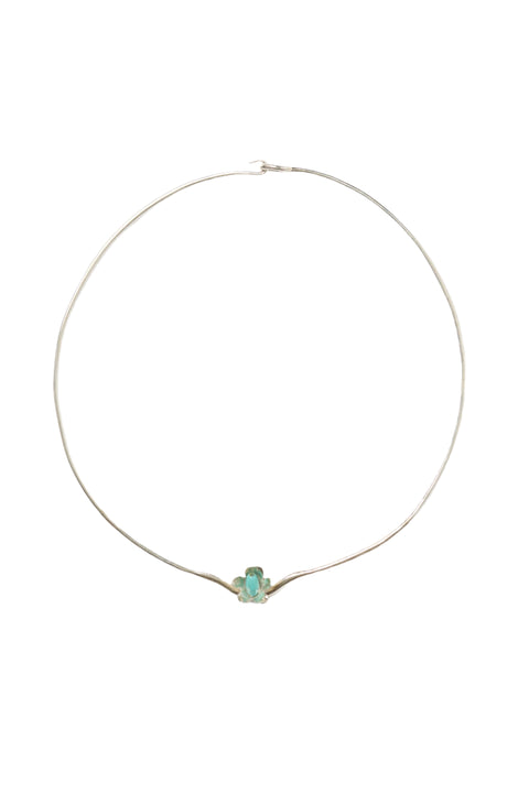 Silver Turquoise Short Flower Necklace
