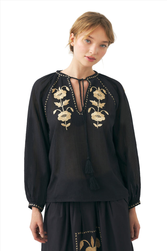 Ila Blouse Hand-Embroidered with Silk Thread