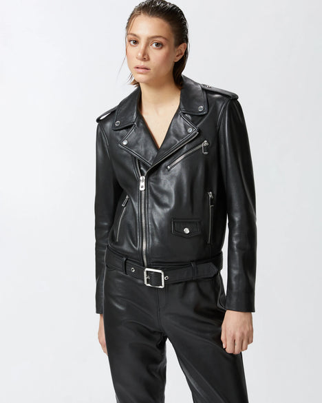 Soft Napa Leather Biker Jacket - Edit by Elaine Turner