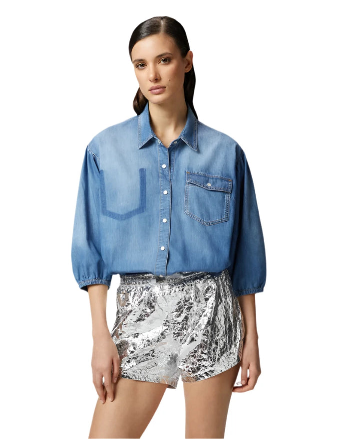 Puff Sleeve Denim Shirt