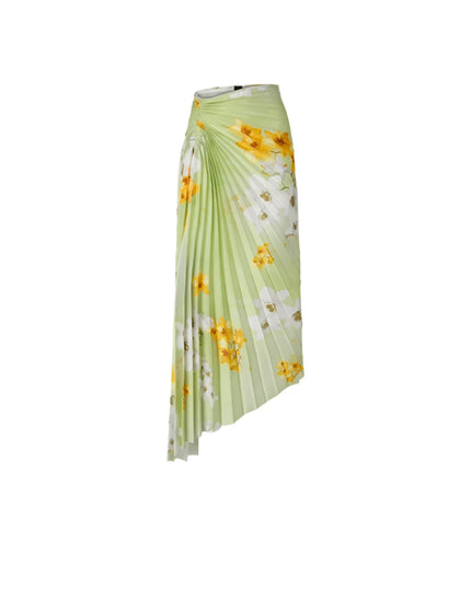 Pleated Floral Midi Skirt