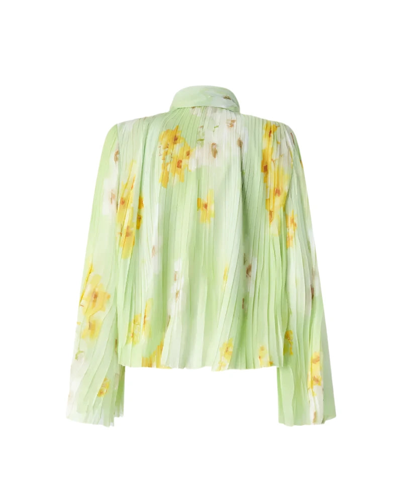 Pleated Floral Blouse