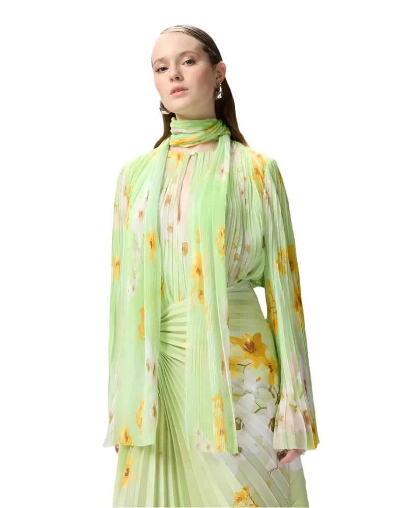 Pleated Floral Blouse