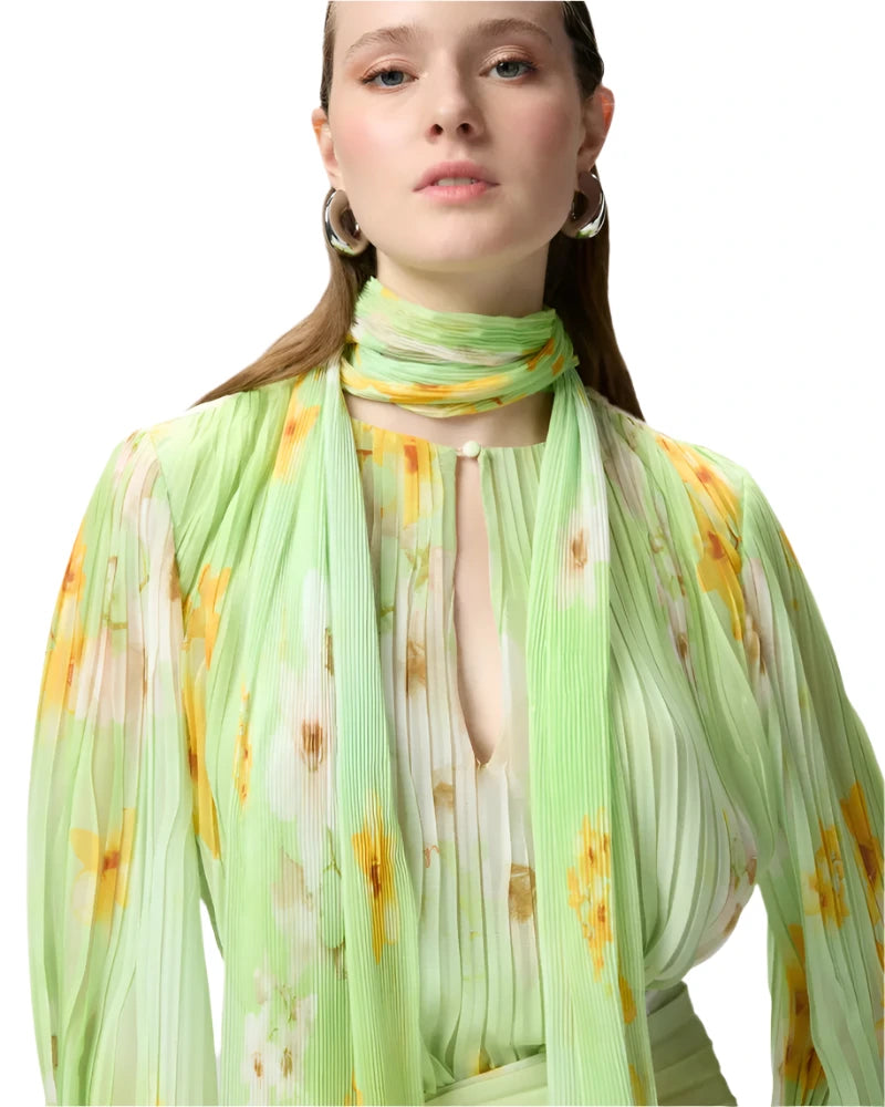 Pleated Floral Blouse