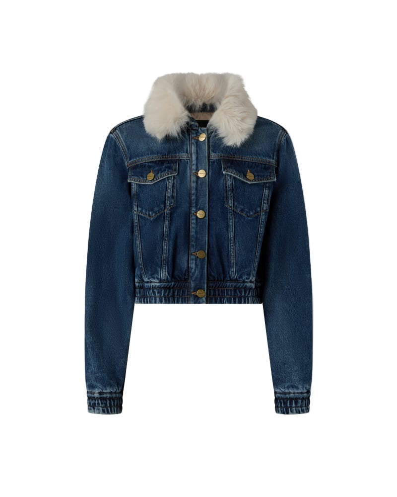 Denim Trucker Jacket with Faux Fur Collar