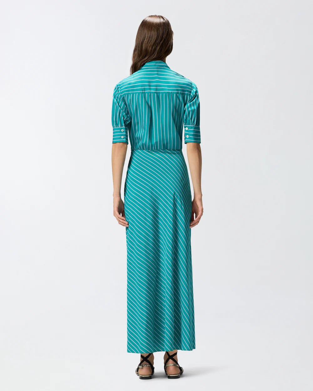 Stripe Long Wrap Dress