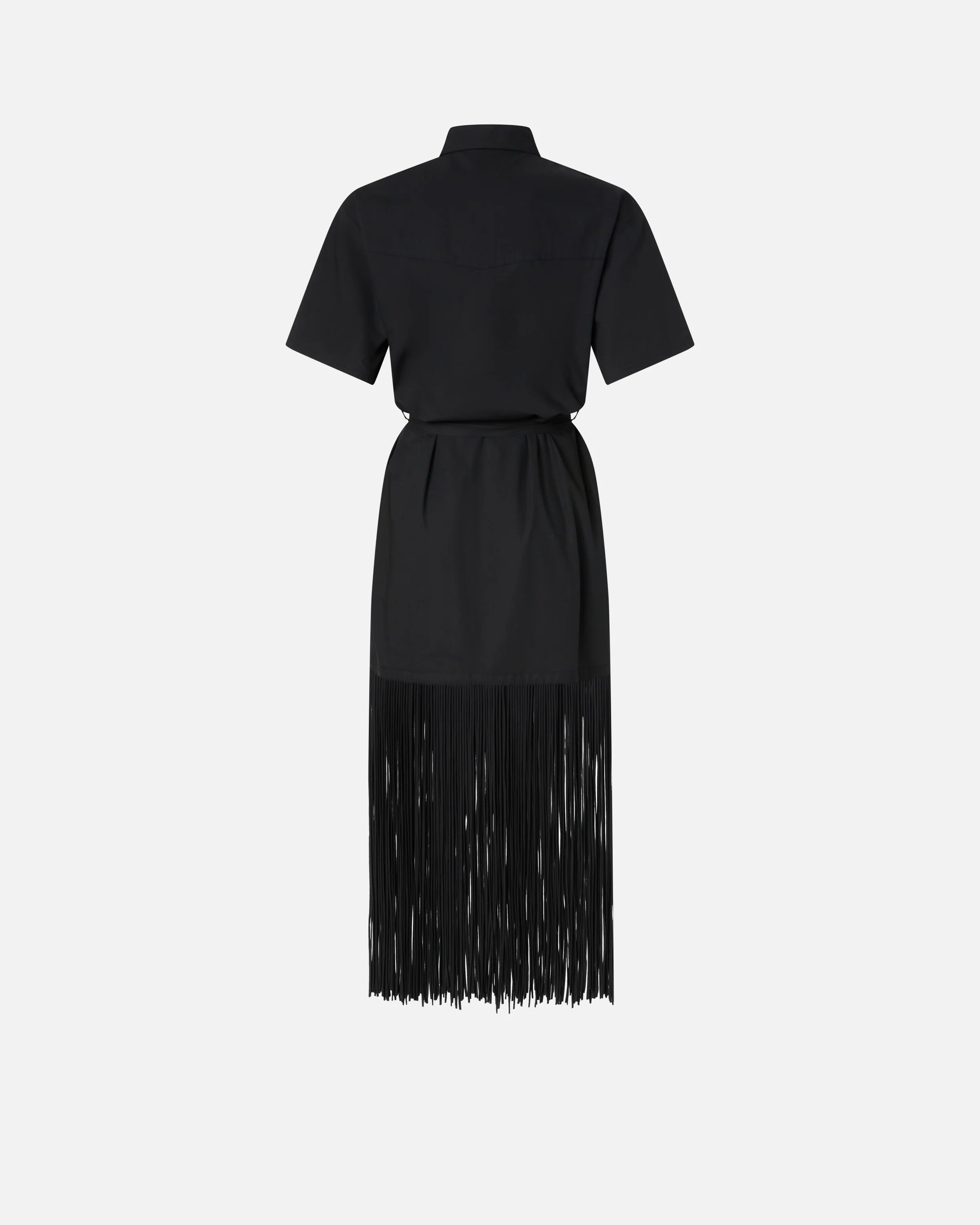 PINKO- Long Shirt Dress w/ Fringing & Metallic Details - Edit by Elaine Turner