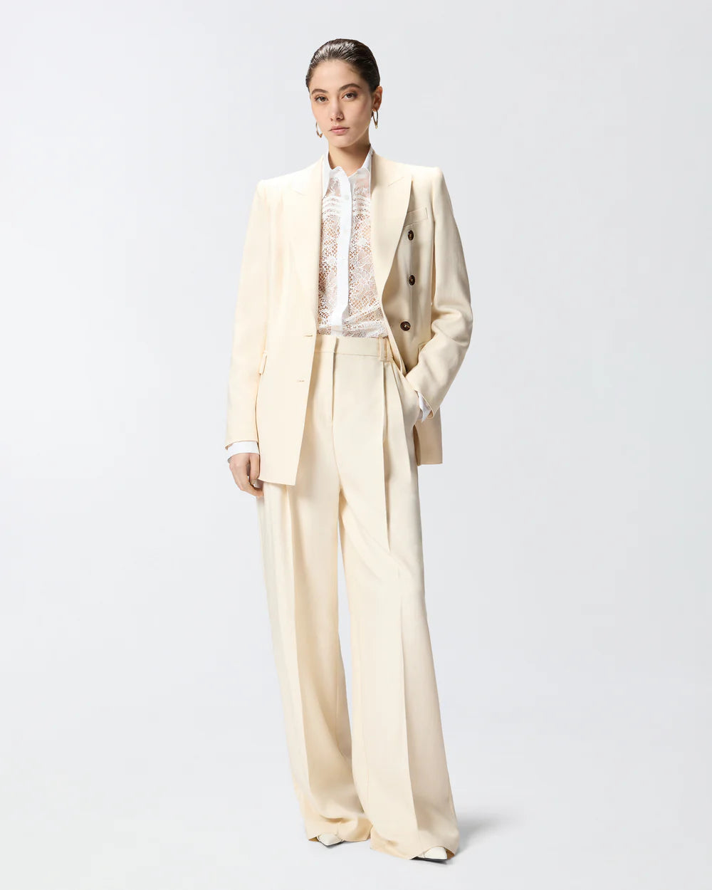 PINKO- Straight Cut Trousers w/ Pressed Pleat Detail - Edit by Elaine Turner