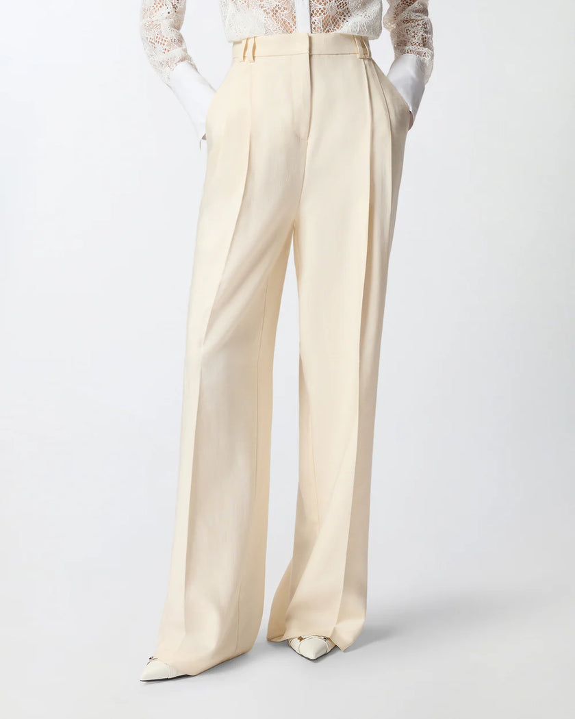 PINKO- Straight Cut Trousers w/ Pressed Pleat Detail - Edit by Elaine Turner