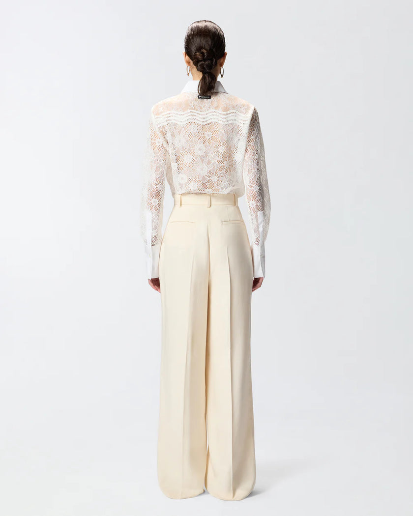 PINKO- Straight Cut Trousers w/ Pressed Pleat Detail - Edit by Elaine Turner