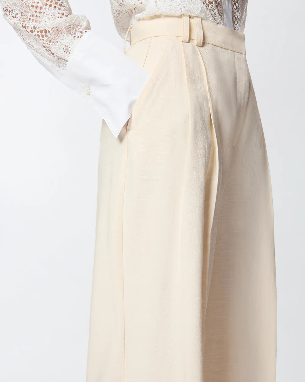 PINKO- Straight Cut Trousers w/ Pressed Pleat Detail - Edit by Elaine Turner