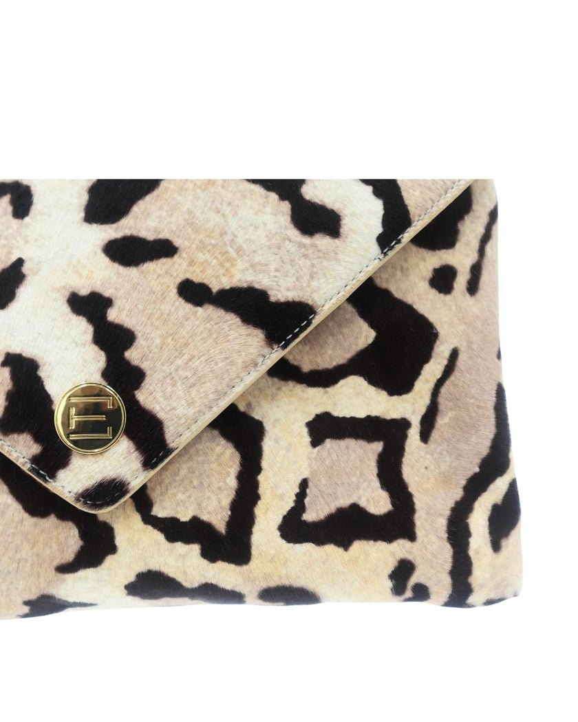 Bella Clutch- Ocelot Snow Leopard Haircalf