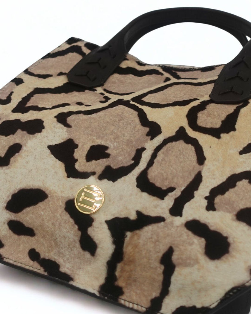 Mauney Satchel Bag- Haircalf Ocelet Snow Leopard (*patterns vary)