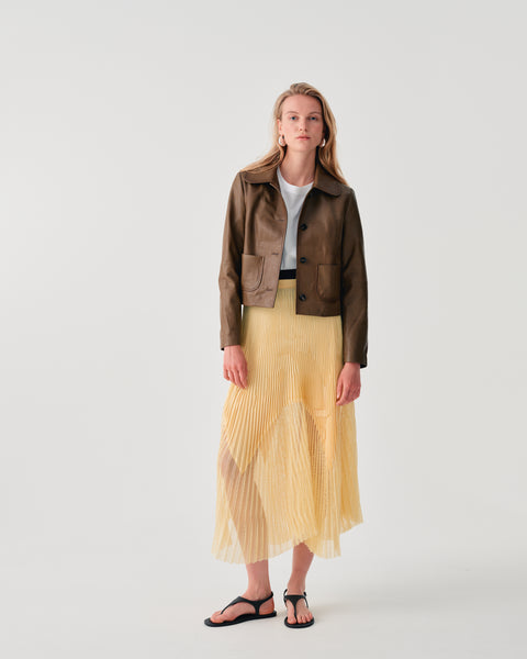 Mellow Yellow Pleated Midi Skirt