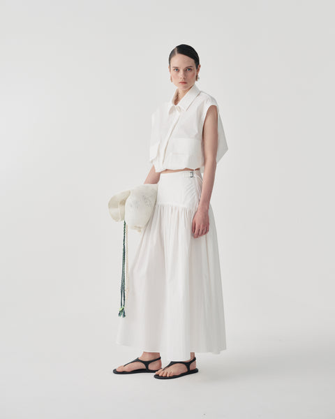 Crisp White Drop Waist Skirt