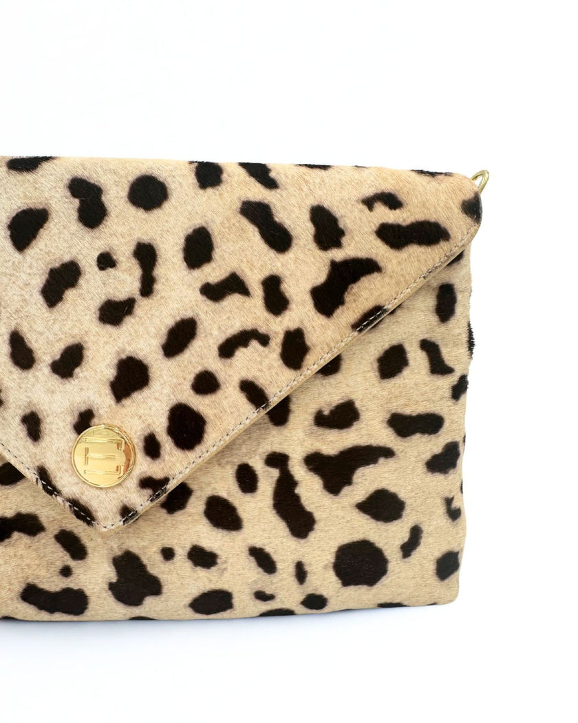 Bella Clutch- Ocelot Snow Leopard Haircalf