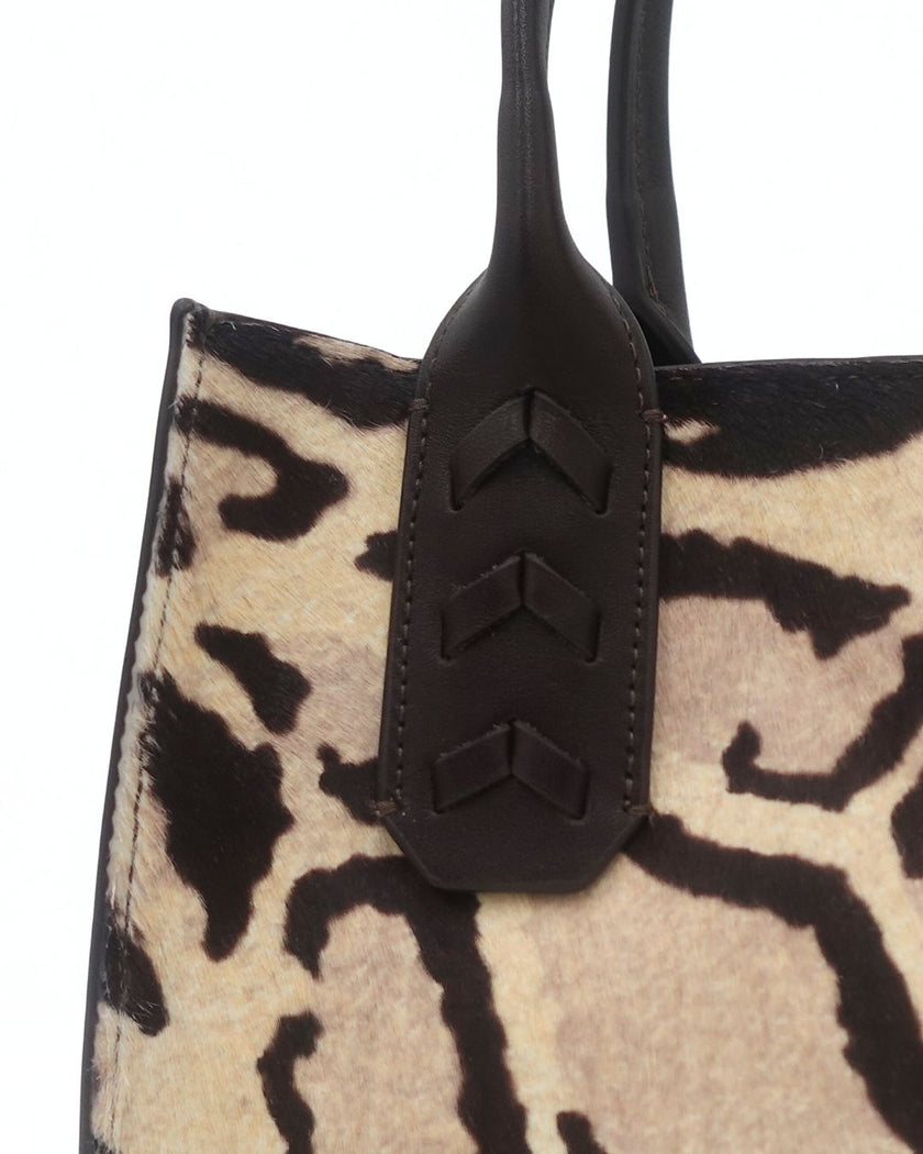 Mauney Satchel Bag- Haircalf Ocelet Snow Leopard (*patterns vary)