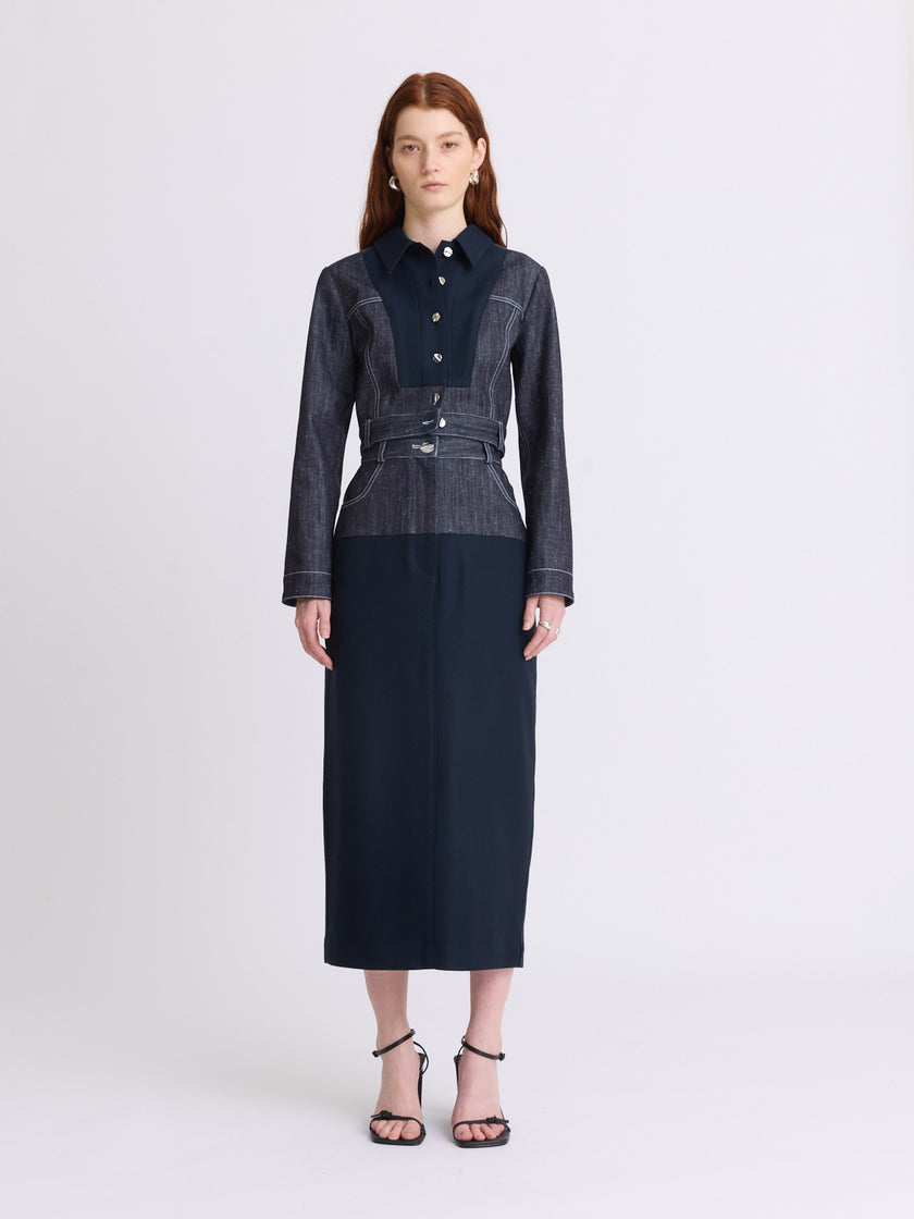 Seamed Bib Denim Jean Jacket