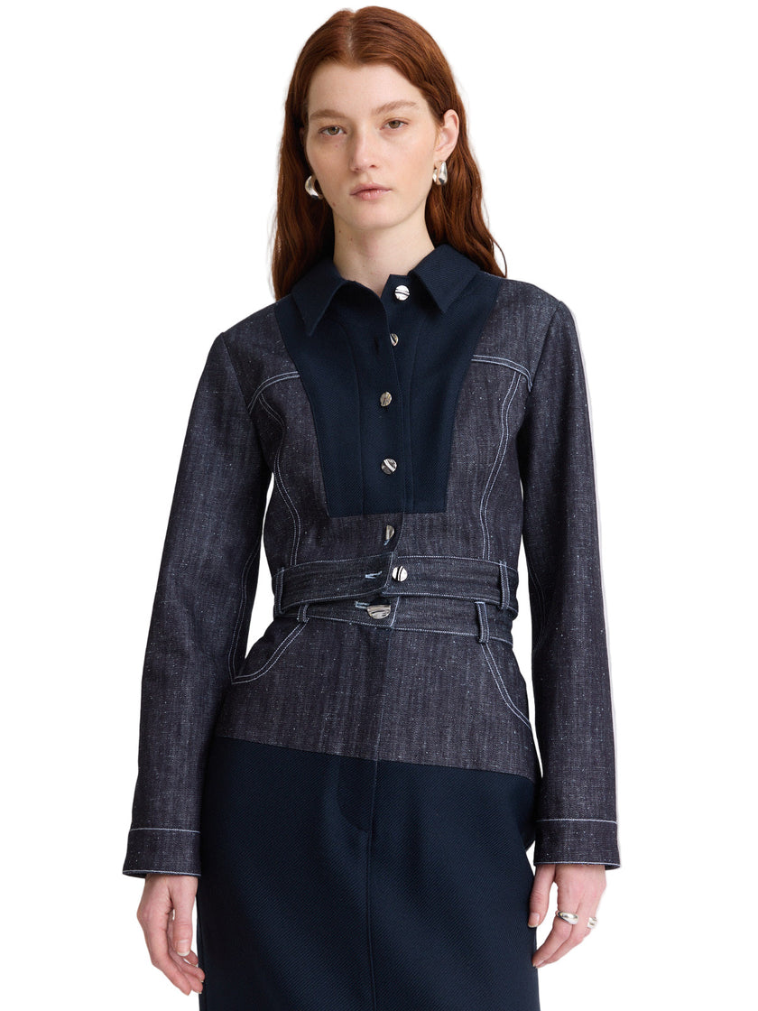 Seamed Bib Denim Jean Jacket