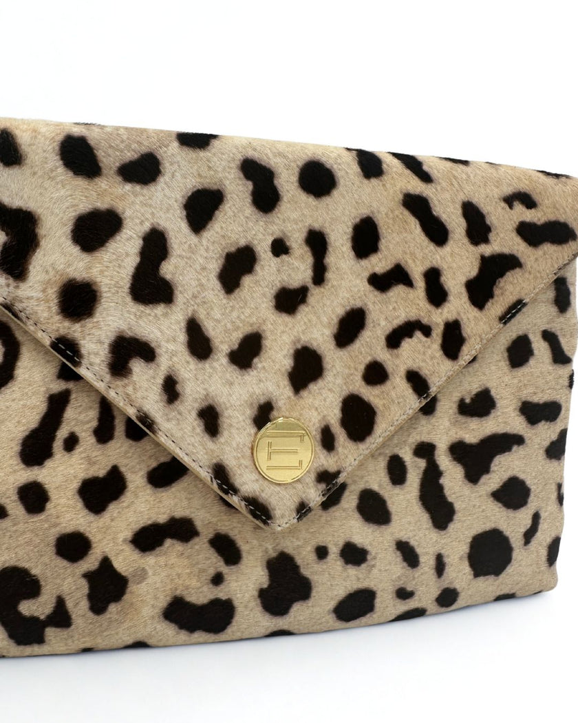 Bella Clutch- Ocelot Snow Leopard Haircalf