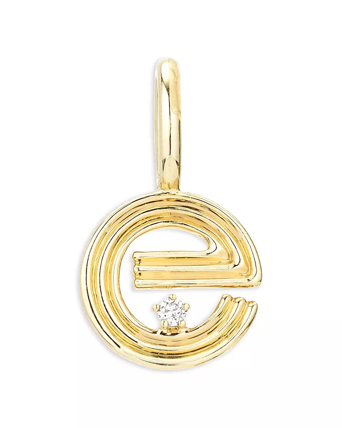 Mini Groovy Diamond Initial Charm