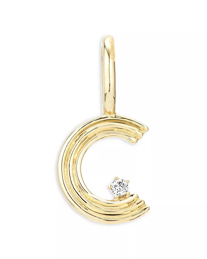 Mini Groovy Diamond Initial Charm