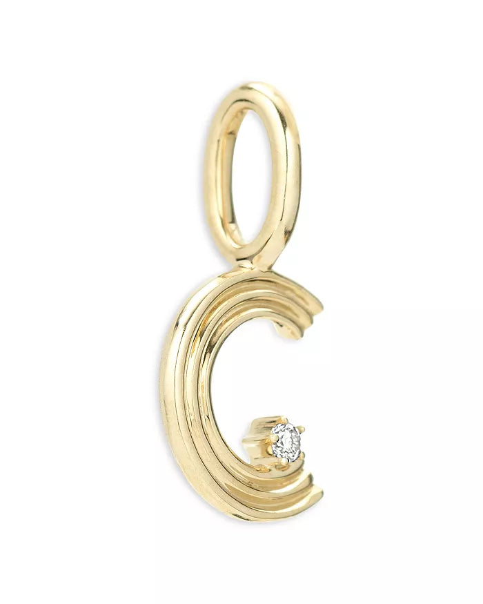 Mini Groovy Diamond Initial Charm