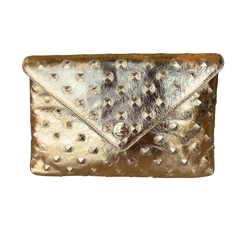 Bella Clutch- Gold Embossed Studded Leather