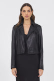 Tina Fringe Leather Jacket- Black