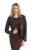 Amelia Wrinkled Leather Jacket- Chocolate