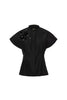 Cropped Fitted Shirt with Ring Collar & Sequin Floral Detail