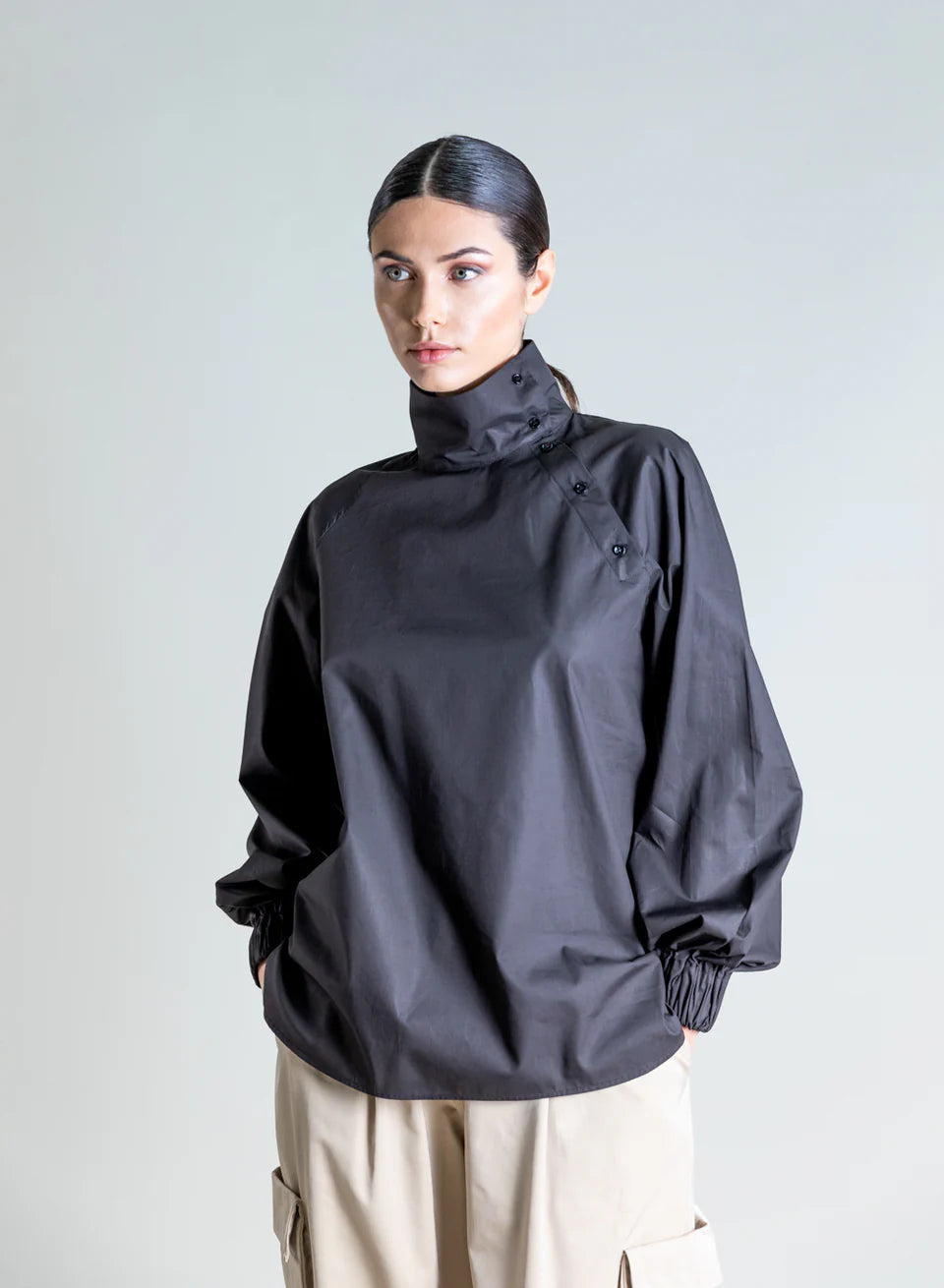 Black Poplin Blouse