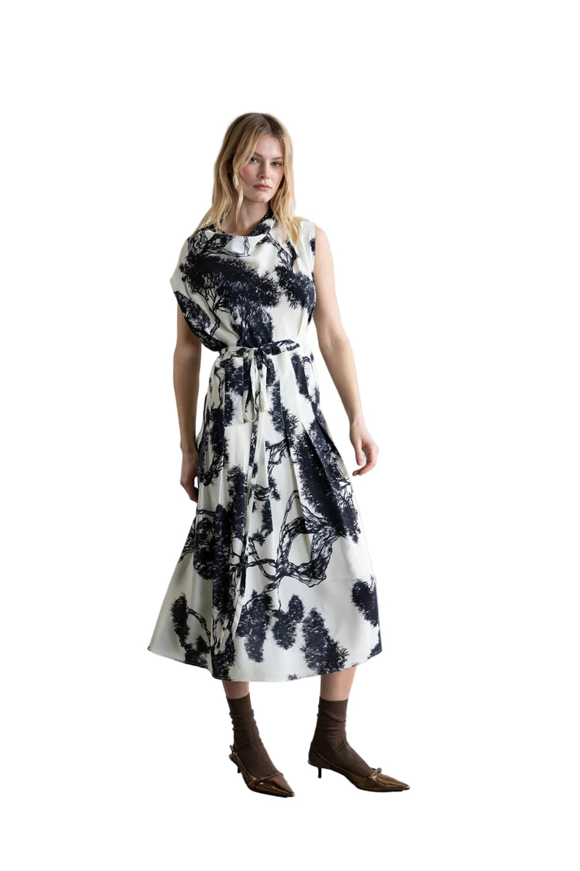 Whispering Lines Silk Dress