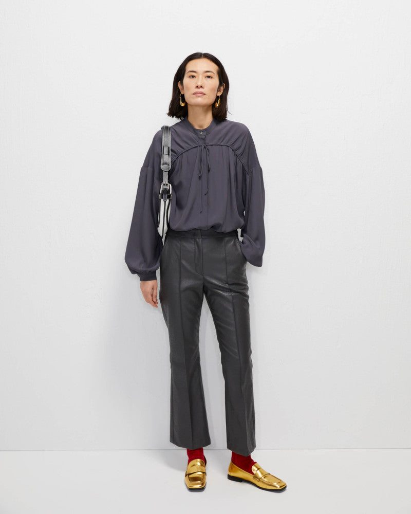 Grey Trumper-shaped  Eco- Leather Trousers