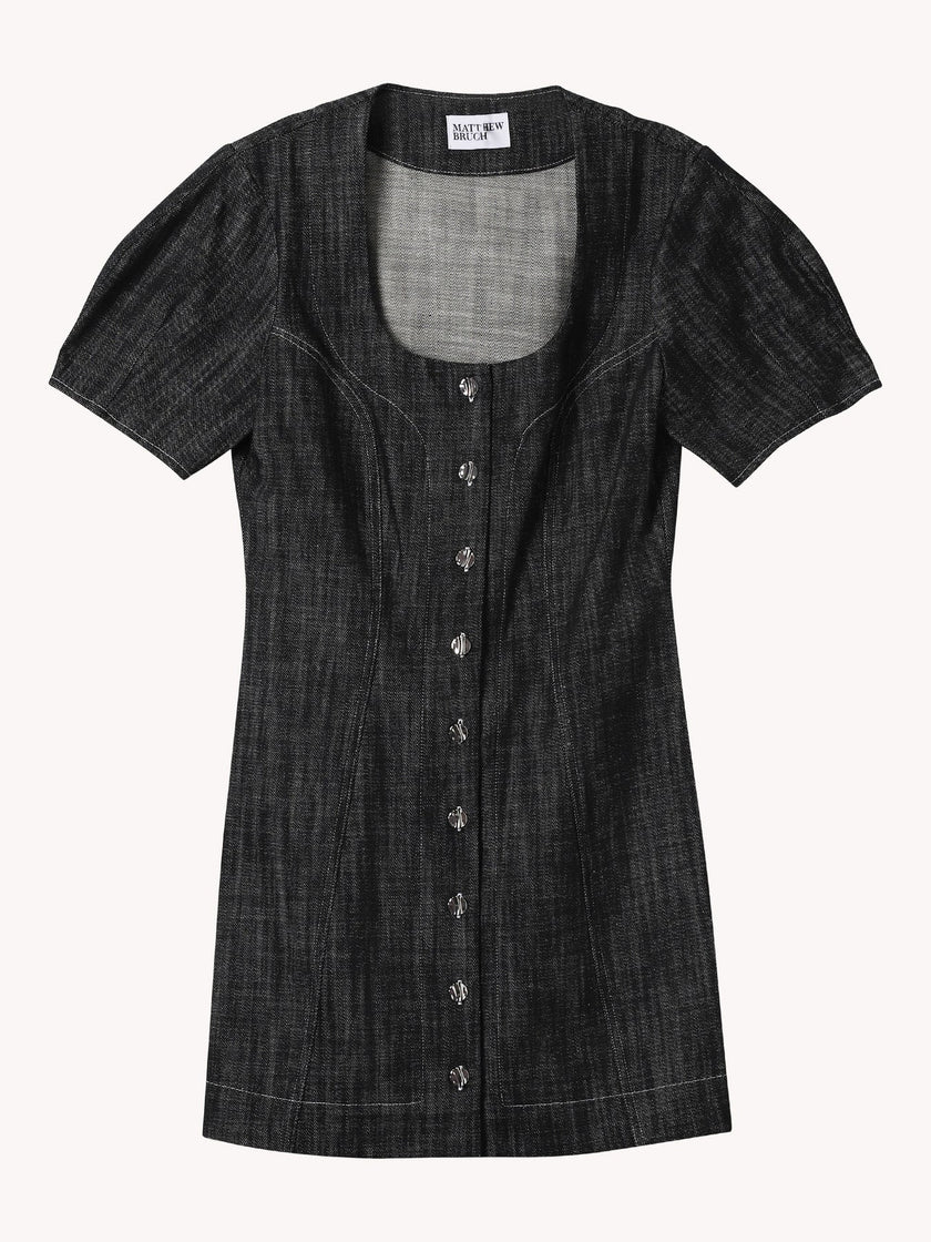 Apron Puff Sleeve Mini Dress