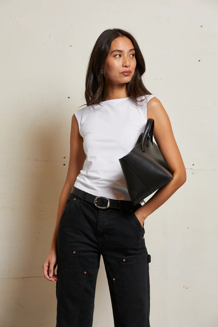 Elanor Muscle Jersey Tee- White