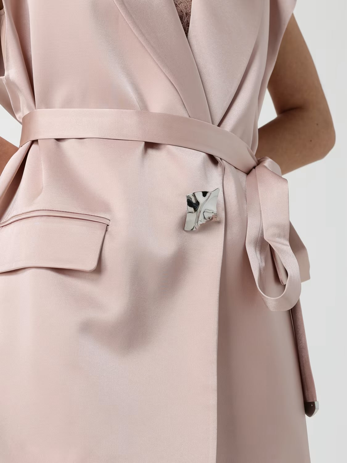 Blush Satin Sleevelss Jacket - Edit by Elaine Turner