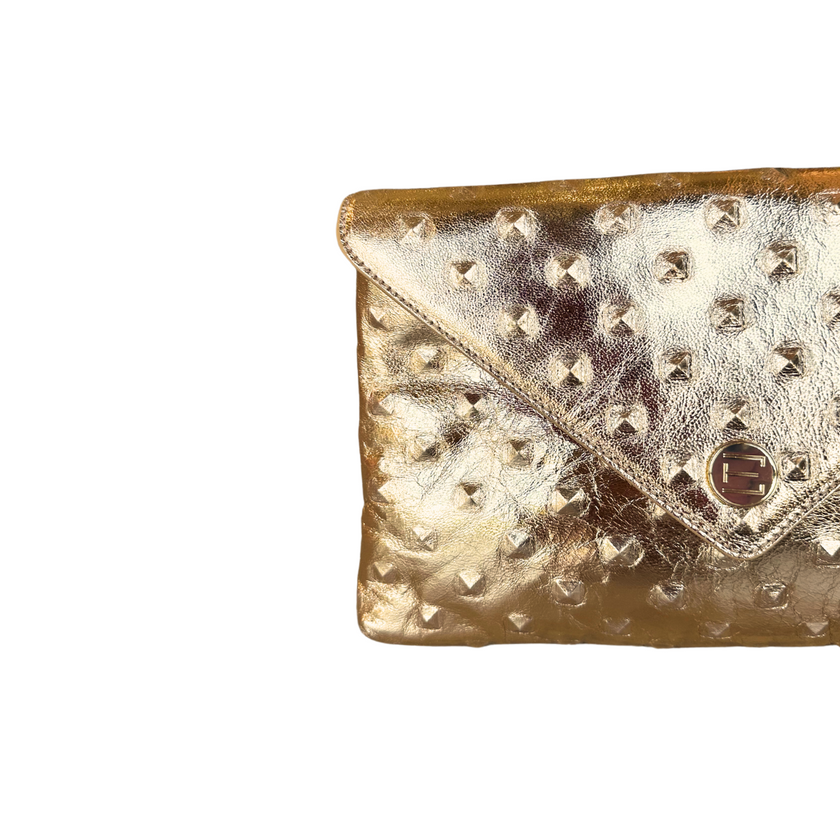 Bella Clutch- Gold Embossed Studded Leather