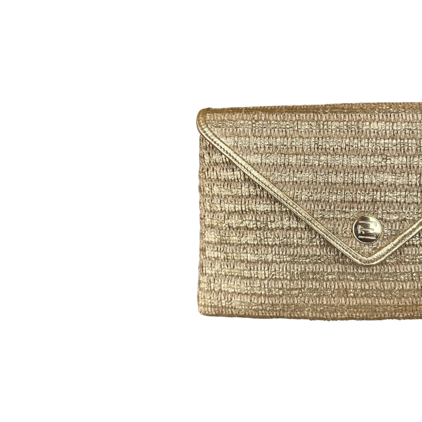 Bella Clutch- Gold Raffia