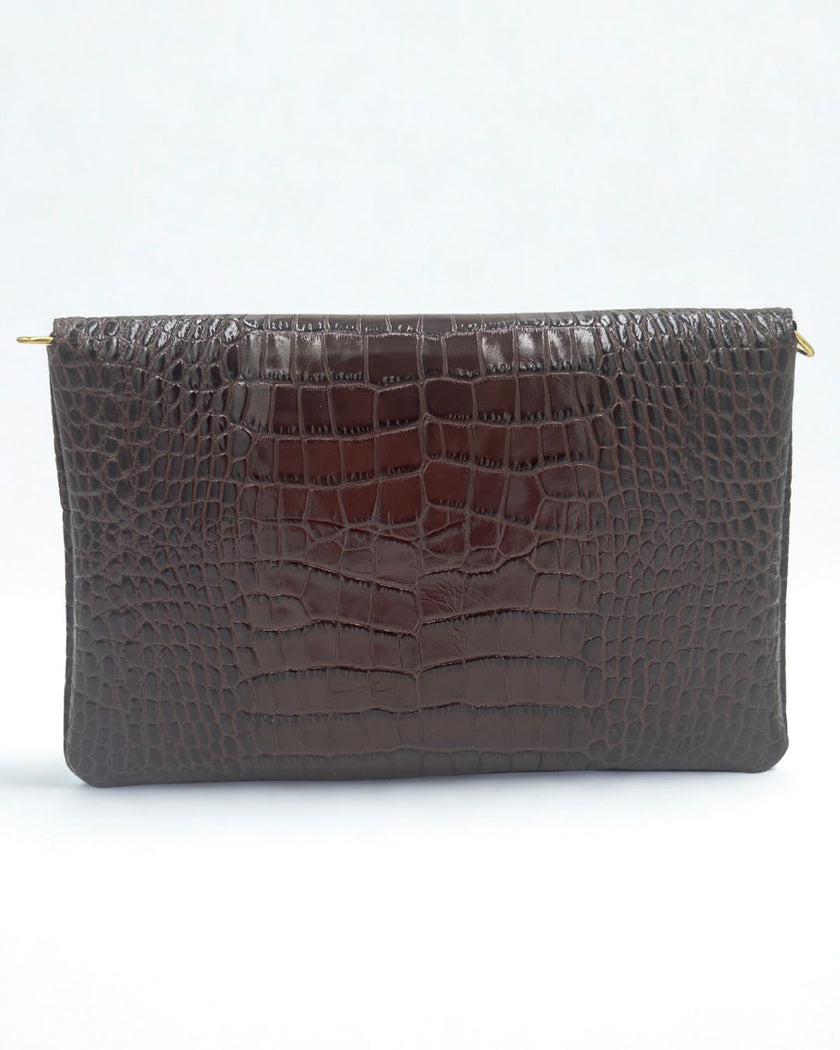 Bella Clutch- Chocolate Croc