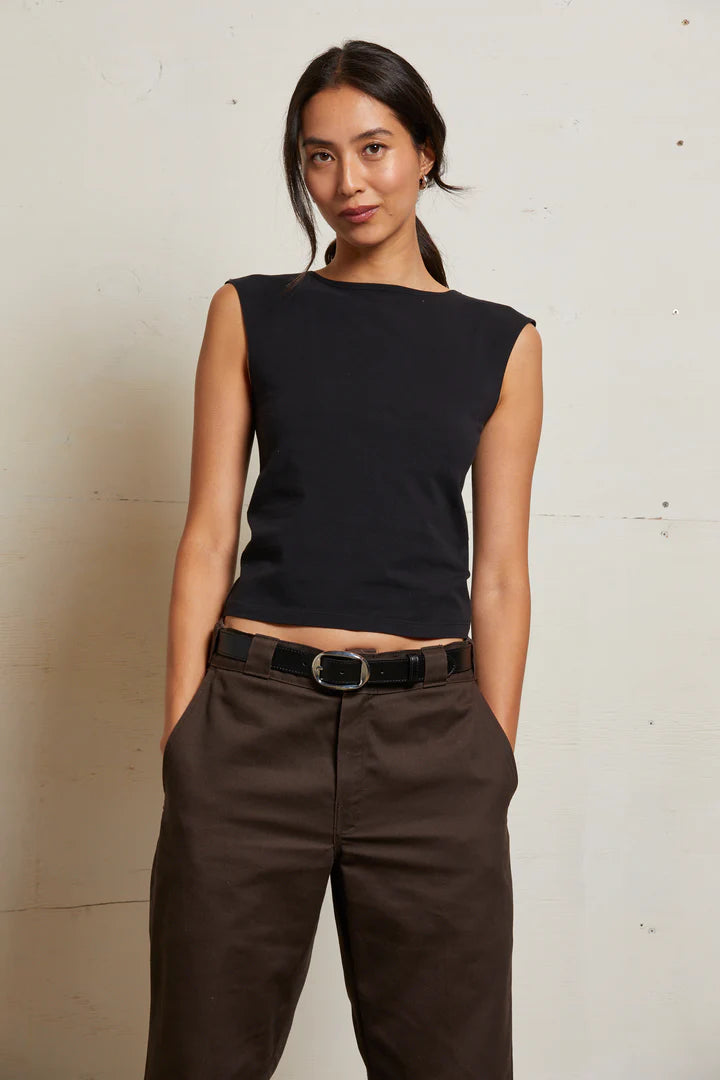 Elanor Muscle Jersey Tee- Black