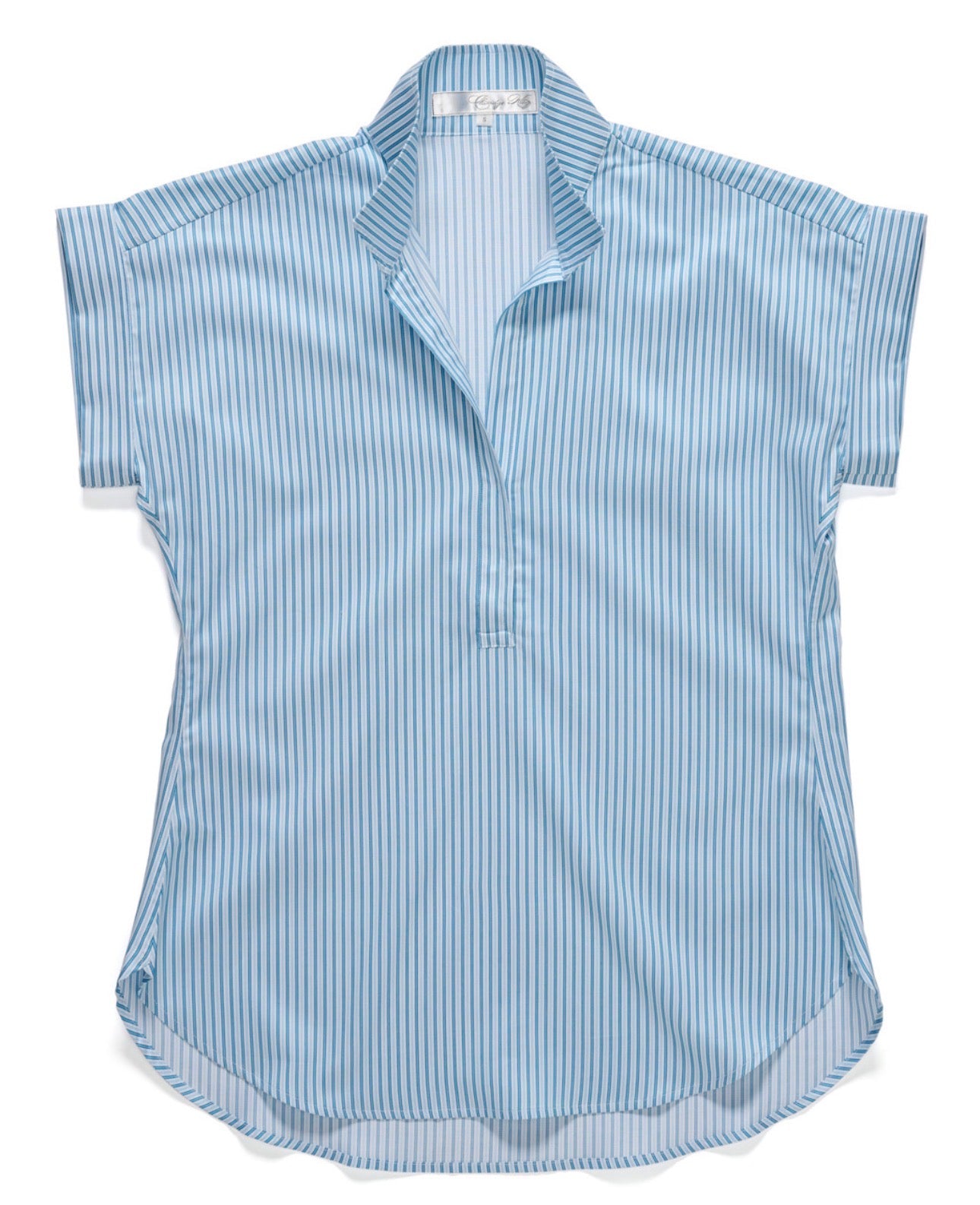 The Cap Sleeve League Blouse- Sea Glass Stripe