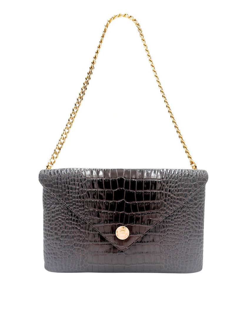 Bella Clutch- Chocolate Croc