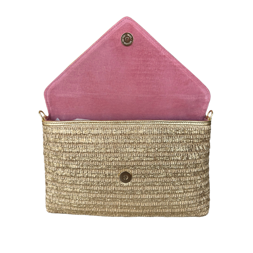 Bella Clutch- Gold Raffia