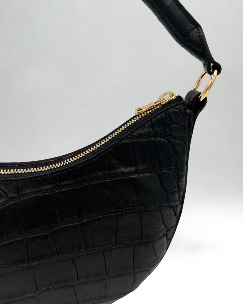 Sawyer Shoulder Bag- Black Croc