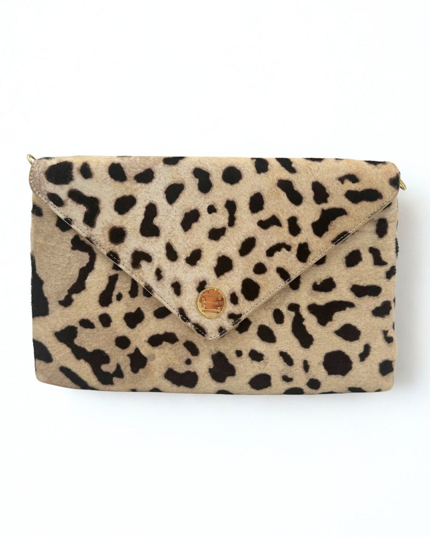 Bella Clutch- Ocelot Snow Leopard Haircalf